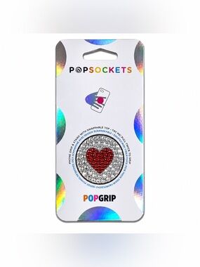 Luxe Crystal Diamond & Siam Red Heart PopSocket Phone Holder Grip New